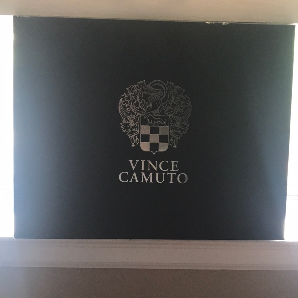 Vince Camuto black buttery grain tumble boots